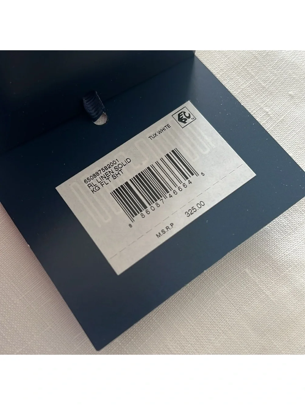 Ralph Lauren RL Linen Solid King Flat Sheet in Tux White, New w/Tag $325